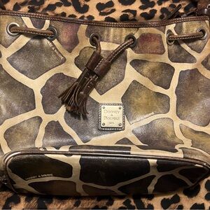 Dooney & Bourke Tan Brown Giraffe Print Shoulder Bag